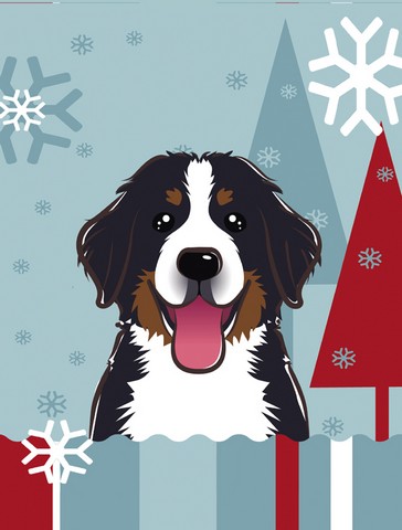 Winter Holiday Bernese Mountain Dog Flag Garden Size