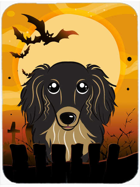 Halloween Longhair Black And Tan Dachshund Mouse Pad, Hot Pad & Trivet