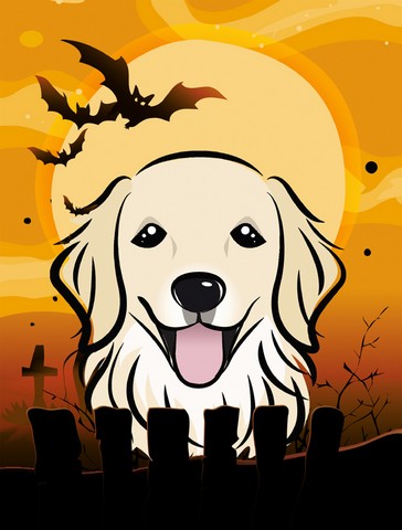 Halloween Golden Retriever Flag Garden Size