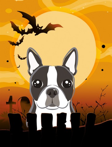 Halloween Boston Terrier Flag Canvas House Size