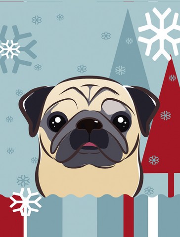 Winter Holiday Fawn Pug Flag Garden Size