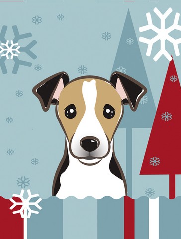Winter Holiday Jack Russell Terrier Flag Garden Size
