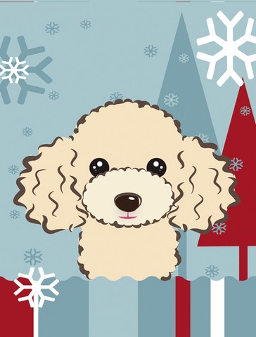 Winter Holiday Buff Poodle Flag Garden Size