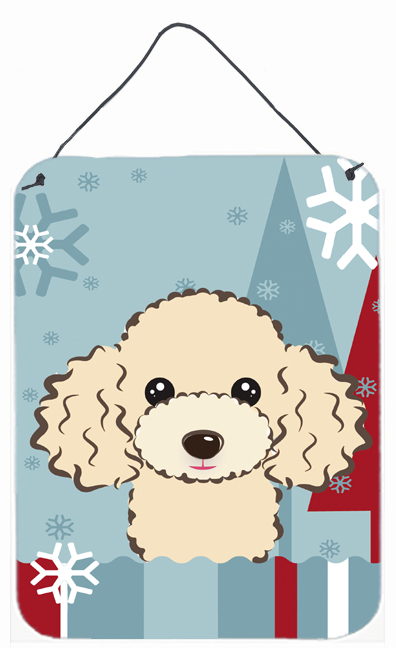 Winter Holiday Buff Poodle Wall and Door Hanging Prints