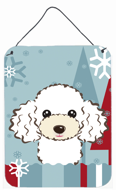 Winter Holiday White Poodle Wall and Door Hanging Prints