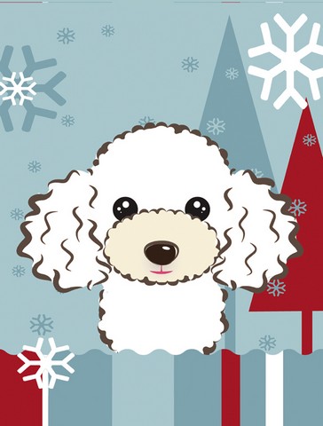 Winter Holiday White Poodle Flag Canvas House Size