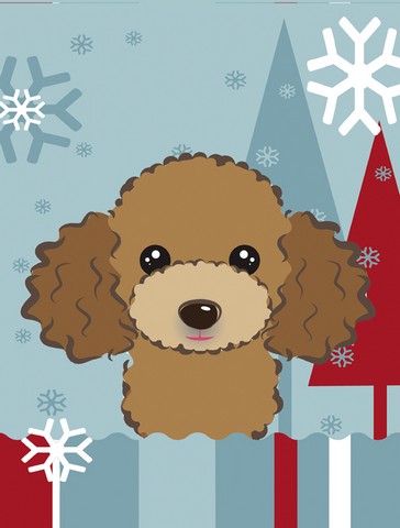 Winter Holiday Chocolate Brown Poodle Flag Canvas House Size