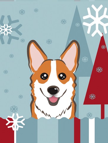 BB1750CHF Winter Holiday Red Corgi Flag Canvas House Size