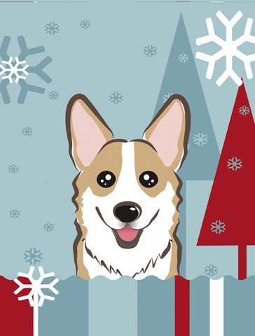 Winter Holiday Sable Corgi Flag Garden Size