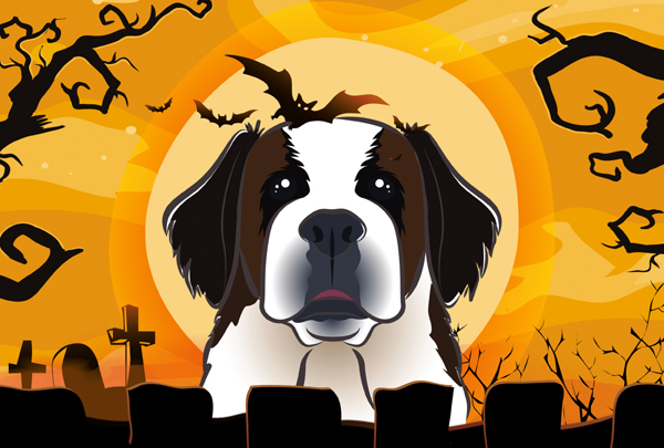 Halloween Saint Bernard Fabric Placemat
