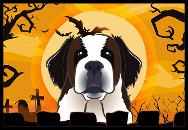 Halloween Saint Bernard Indoor & Outdoor Mat 24 x 36 in.