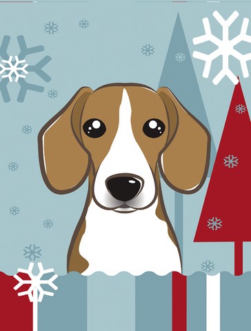 Winter Holiday Beagle Flag Garden Size