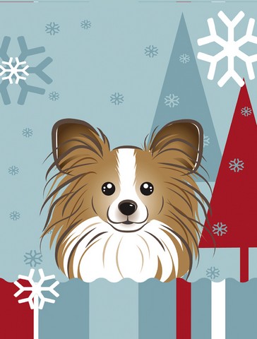 Winter Holiday Papillon Flag Garden Size