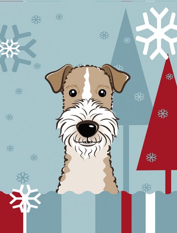 Winter Holiday Wire Haired Fox Terrier Flag Garden Size