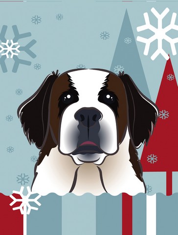 Winter Holiday Saint Bernard Flag Canvas House Size