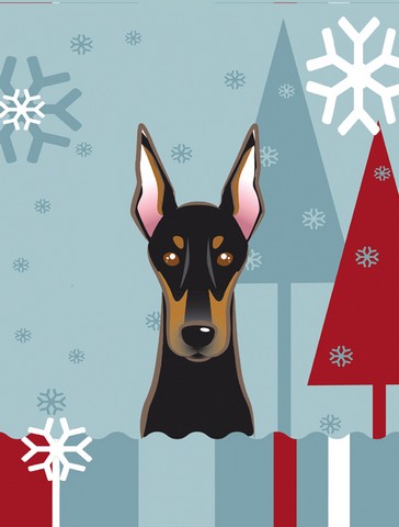 Winter Holiday Doberman Flag Canvas House Size