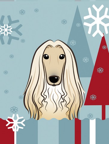 Winter Holiday Afghan Hound Flag Canvas House Size