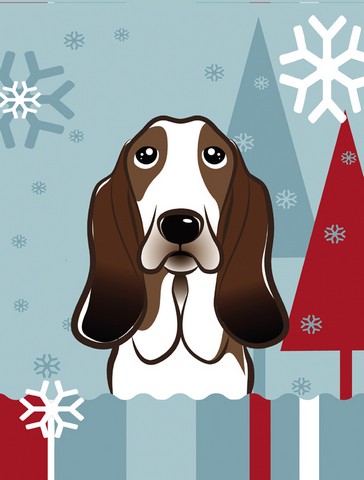 Winter Holiday Basset Hound Flag Canvas House Size