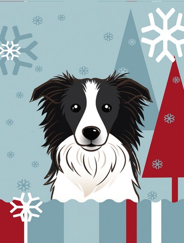 Winter Holiday Border Collie Flag Canvas House Size