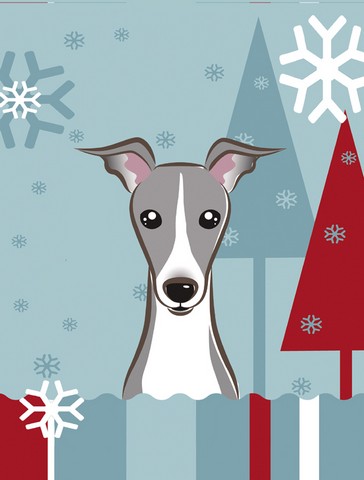 Winter Holiday Italian Greyhound Flag Garden Size