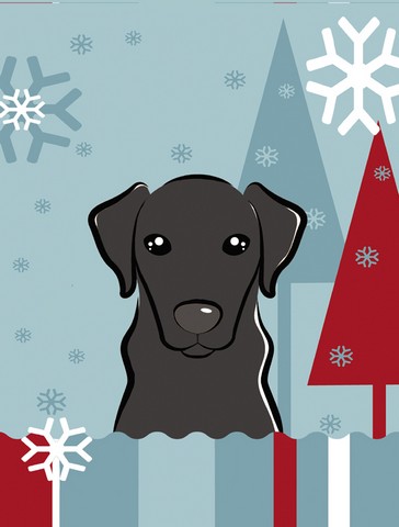 Winter Holiday Black Labrador Flag Canvas House Size