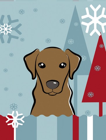 Winter Holiday Chocolate Labrador Flag Garden Size