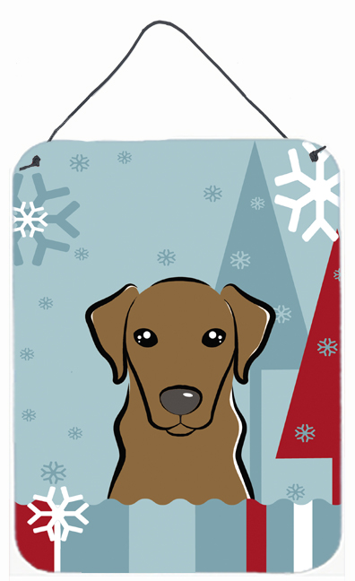 Winter Holiday Chocolate Labrador Wall and Door Hanging Prints