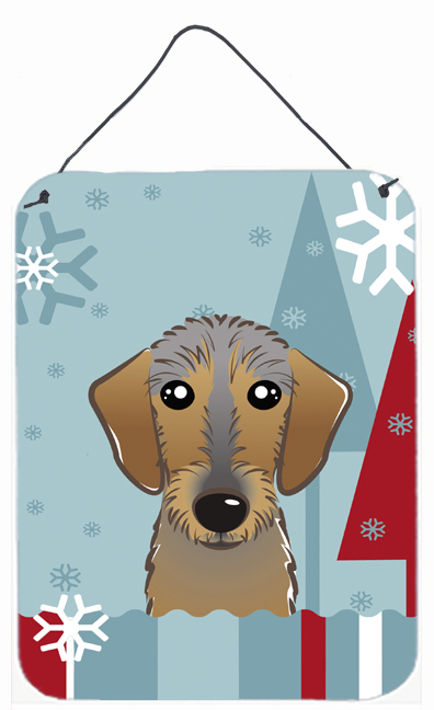 Winter Holiday Wirehaired Dachshund Wall and Door Hanging Prints