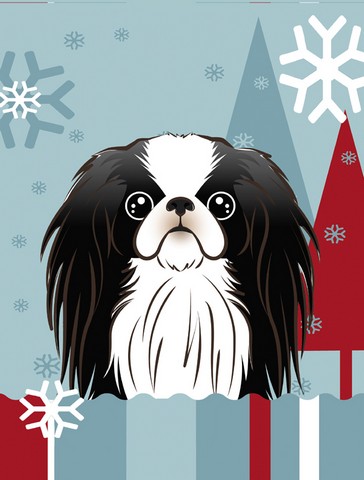 Winter Holiday Japanese Chin Flag Garden Size
