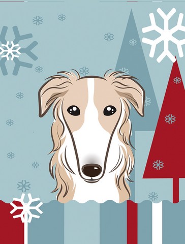 Winter Holiday Borzoi Flag Canvas House Size