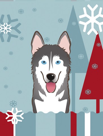 Winter Holiday Alaskan Malamute Flag Garden Size