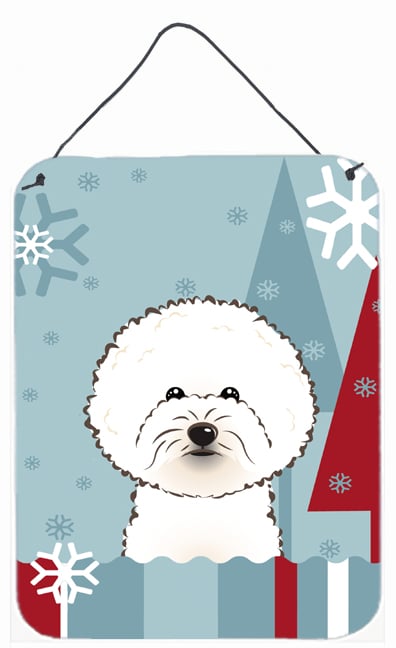 Winter Holiday Bichon Frise Wall and Door Hanging Prints