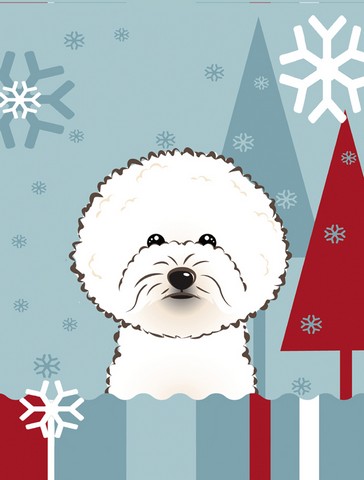 Winter Holiday Bichon Frise Flag Canvas House Size