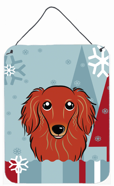 BB1710DS1216 Winter Holiday Longhair Red Dachshund Wall and Door Hanging Prints