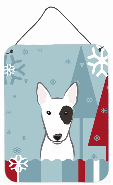 Winter Holiday Bull Terrier Wall and Door Hanging Prints