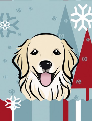 Winter Holiday Golden Retriever Flag Garden Size