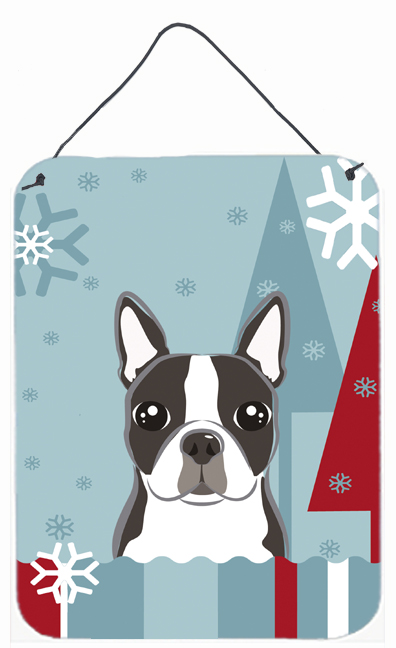 Winter Holiday Boston Terrier Wall and Door Hanging Prints
