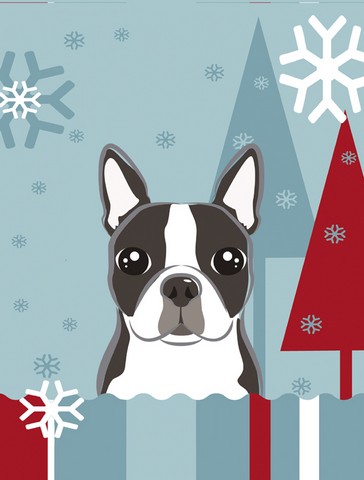 Winter Holiday Boston Terrier Flag Canvas House Size