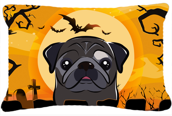 Halloween Black Pug Fabric Decorative Pillow