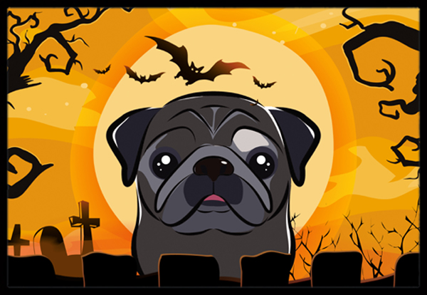 Halloween Black Pug Indoor & Outdoor Mat, 24 x 36 in.