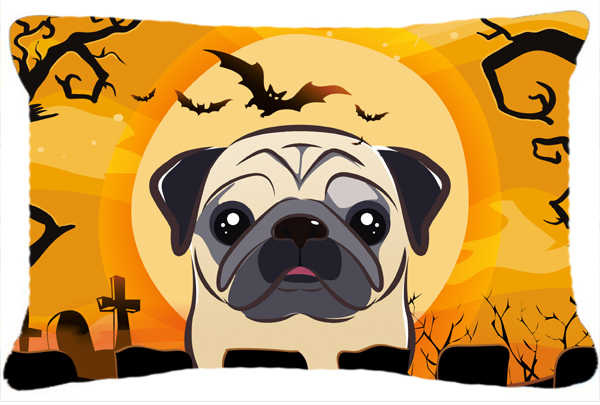 Halloween Fawn Pug Fabric Decorative Pillow