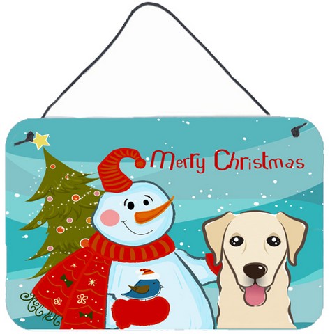 Snowman With Golden Retriever Wall and Door Hanging Prints