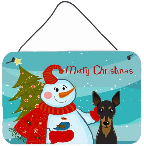 Snowman With Min Pin Wall and Door Hanging Prints