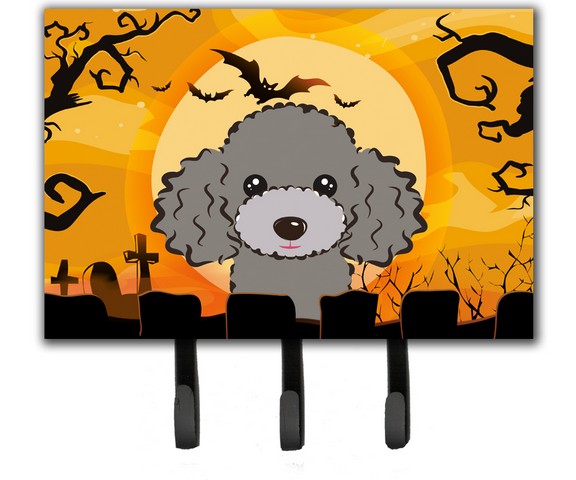 BB1817TH68 Halloween Silver Gray Poodle Leash & Key Holder