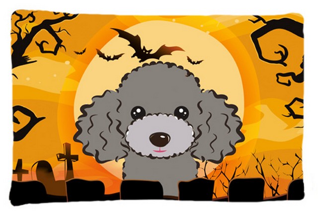 BB1817PILLOWCASE Halloween Silver Gray Poodle Fabric Standard Pillowcase