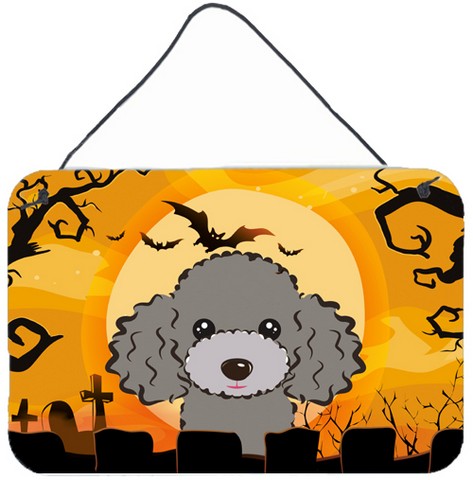 Halloween Silver Gray Poodle Wall and Door Hanging Prints