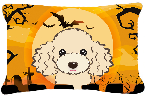 Halloween Buff Poodle Fabric Decorative Pillow