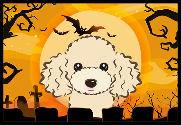 Halloween Buff Poodle Indoor & Outdoor Mat- - 18 x 27 in.