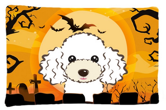 BB1815PILLOWCASE Halloween White Poodle Fabric Standard Pillowcase
