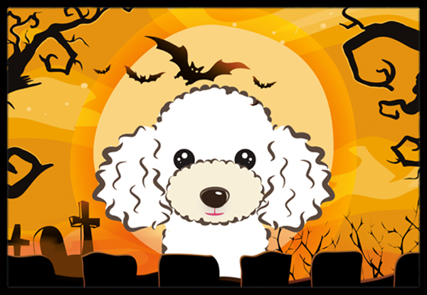 Halloween White Poodle Indoor & Outdoor Mat - 24 x 36 in.